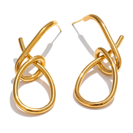 Boucles d'oreilles géométriques grandes gouttes plaqué or véritable