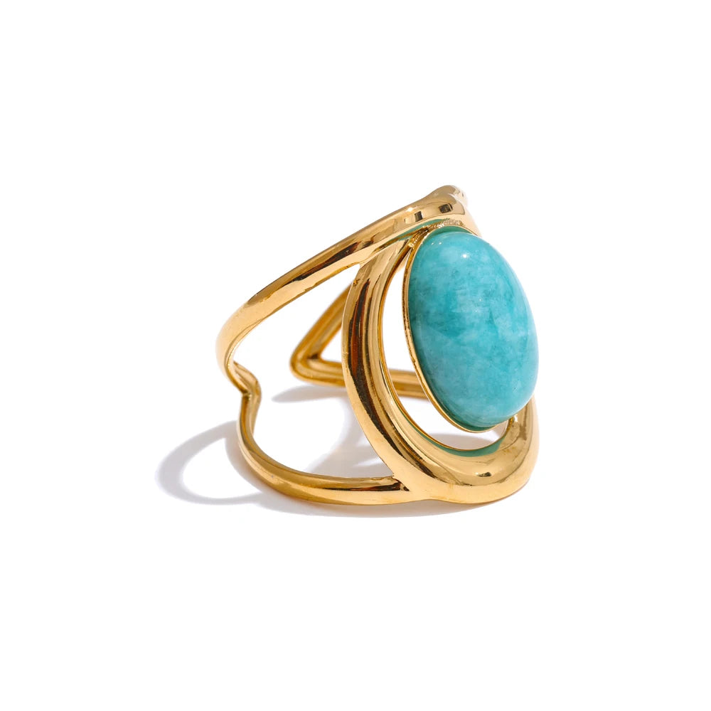 bague ouverte pierre naturelle finition brillante