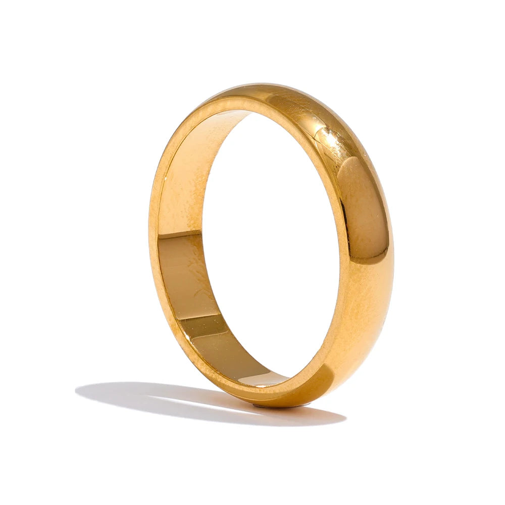 Bague lisse brillante hypoallergénique plaqué or véritable
