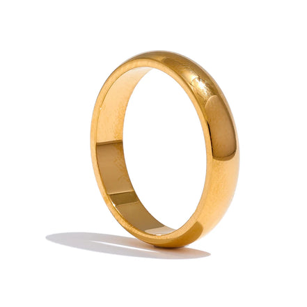 Bague lisse brillante hypoallergénique plaqué or véritable