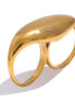 Bague géométrique double doigt exagérée plaqué or véritable