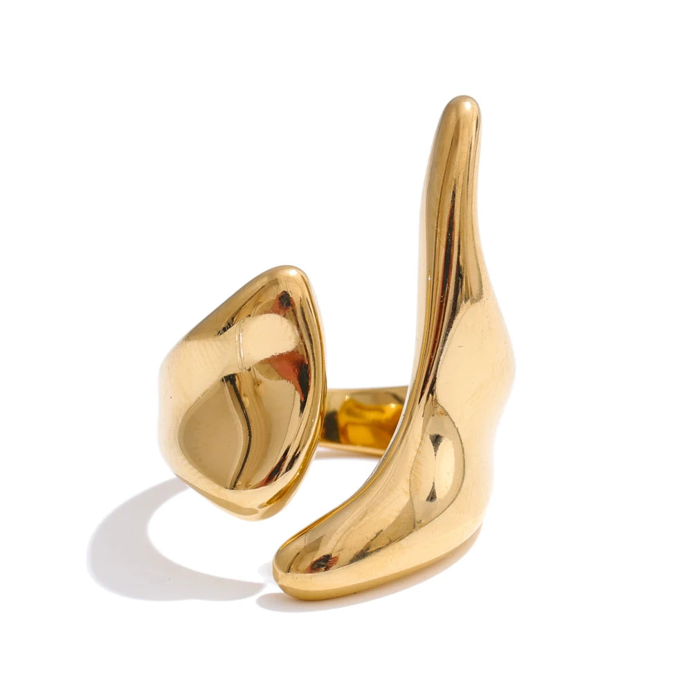Bague créative géométrique ajustable plaqué or véritable