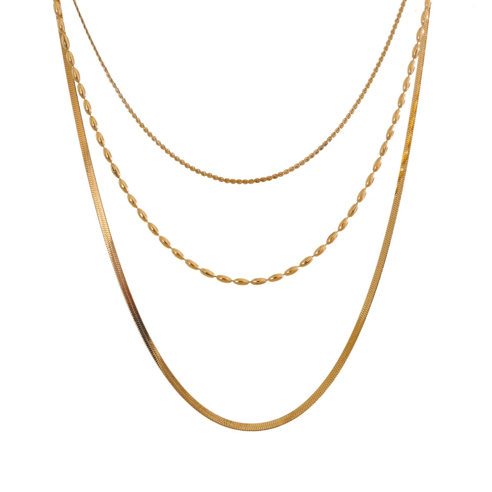 Collier chaîne superposée plaqué or véritable