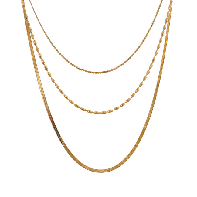 Collier chaîne superposée plaqué or véritable