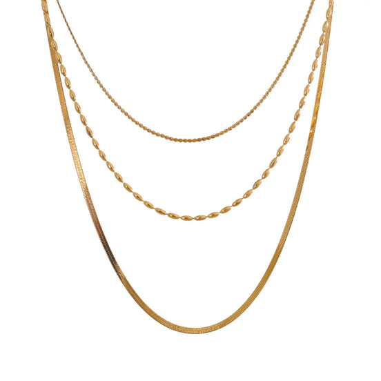 Collier chaîne superposée plaqué or véritable