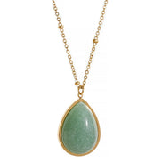 Collier pendentif goutte d'eau aventurine verte
