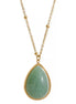 Collier pendentif goutte d'eau aventurine verte