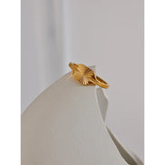 Bague fine rayures géométriques plaqué or véritable