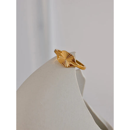 Bague fine rayures géométriques plaqué or véritable