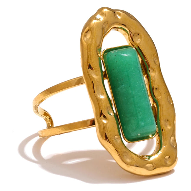 bague manchette agate verte naturelle