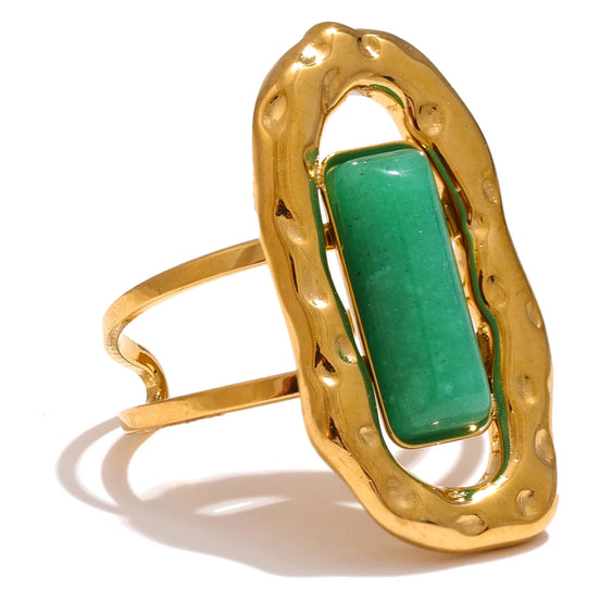 bague manchette agate verte naturelle