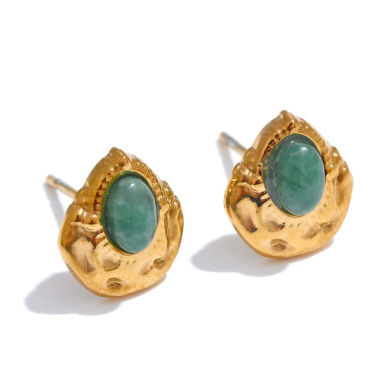 Boucles d'oreilles rhodochrosite et jade africain