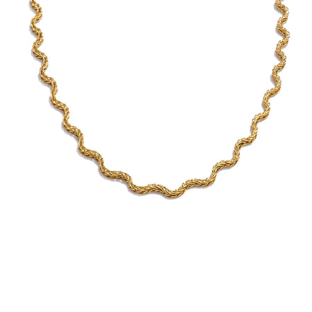 Ensemble bracelet-collier chaîne chic acier inoxydable plaqué or véritable