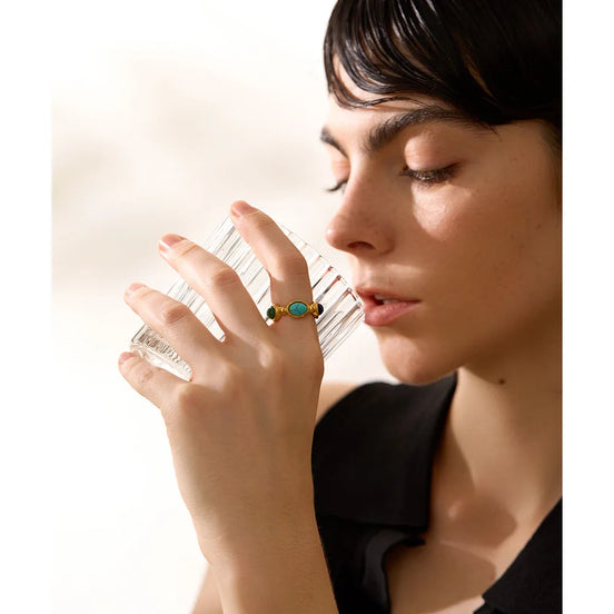 bague en pierre naturelle agate colorée charme vintage