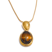 Collier pendentif pierre de tigre