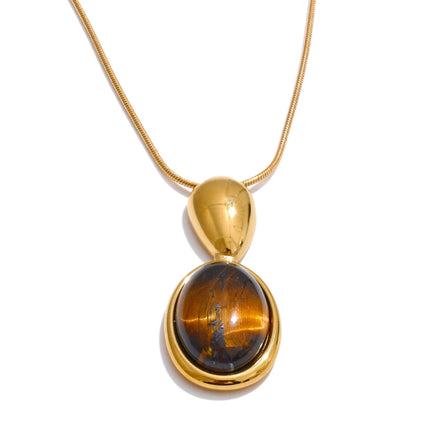 Collier pendentif pierre de tigre