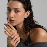 bague large en nacre naturelle design géométrique