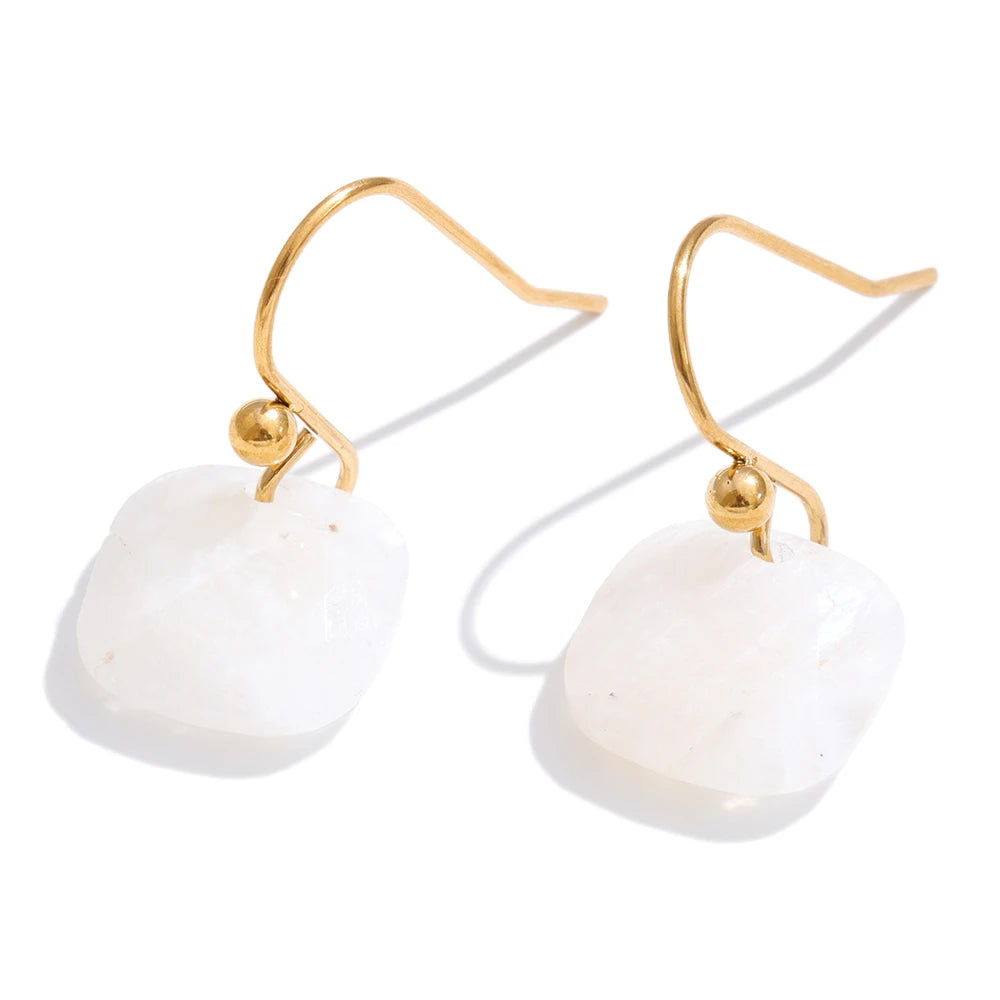 Boucles d'oreilles carrées pendantes multi-pierres naturelles