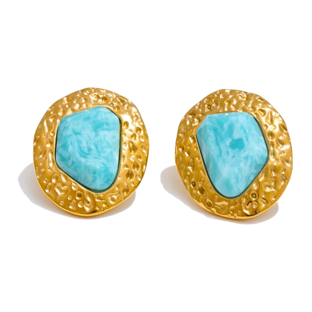 Boucles d'oreilles puces amazonite naturelle