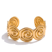 Bracelet manchette forme coque plaqué or véritable