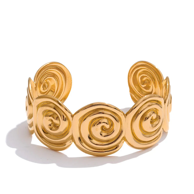 Bracelet manchette forme coque plaqué or véritable
