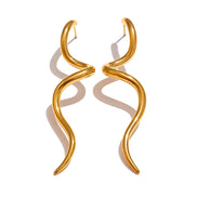 Boucles d'oreilles longues clous géométriques plaqué or véritable