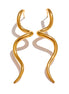 Boucles d'oreilles longues clous géométriques plaqué or véritable