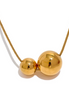 Collier pendentif perles rondes plaqué or véritable