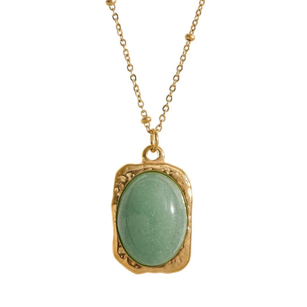 Collier pendentif carré améthyste et aventurine