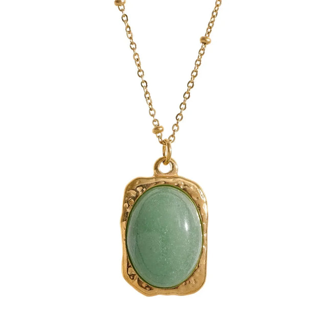 Collier pendentif carré améthyste et aventurine