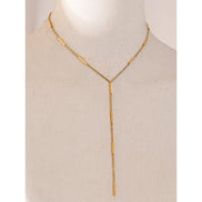 Collier long pendentif chaîne rectangulaire plaqué or véritable