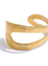 Bracelet manchette géométrique creux plaqué or véritable