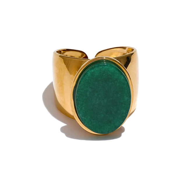 bague large pierre naturelle finition PVD
