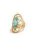 bague ajourée pierre naturelle blanche et bleue