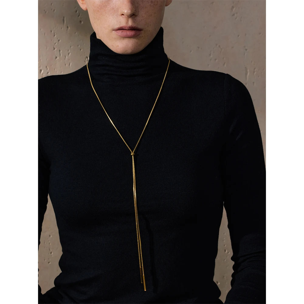 Collier chaîne pull réglable plaqué or véritable