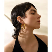 Boucles d'oreilles rondes grandes plaqué or véritable