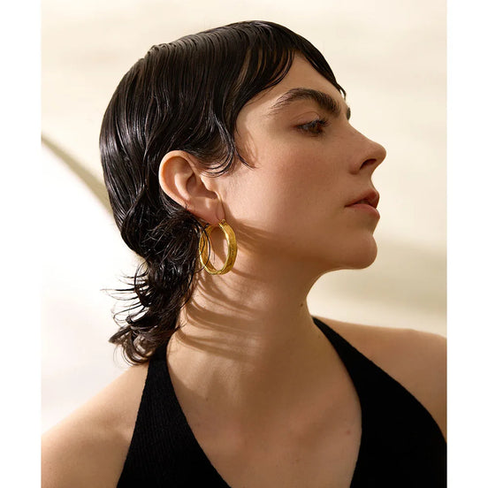 Boucles d'oreilles rondes grandes plaqué or véritable