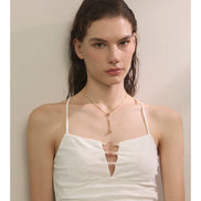Collier chaîne longue réglable plaqué or véritable