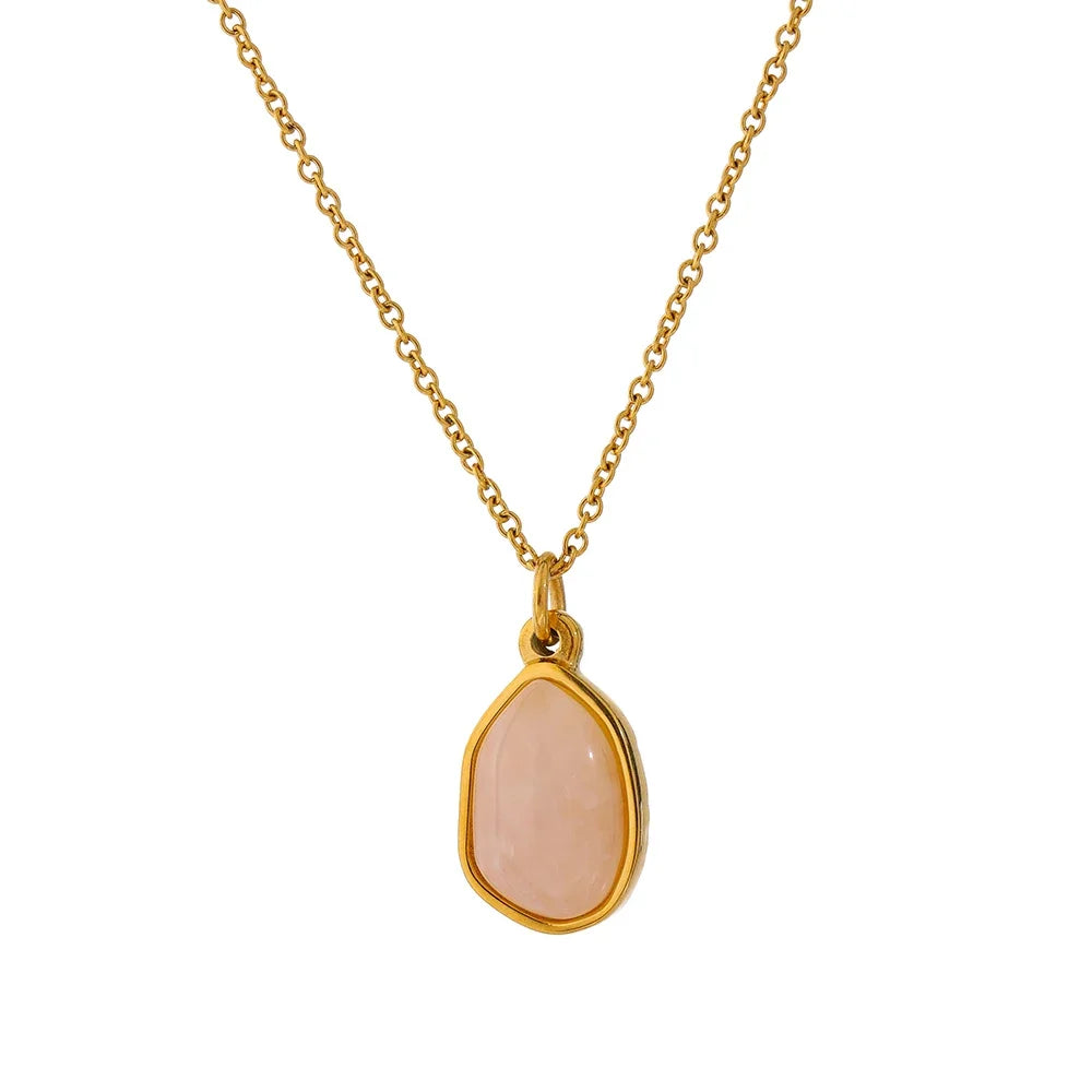 Collier pendentif aventurine verte et cristal rose