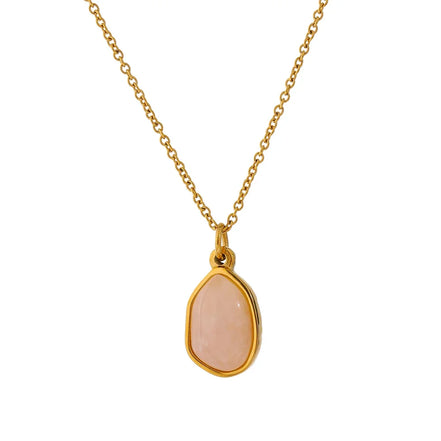 Collier pendentif aventurine verte et cristal rose