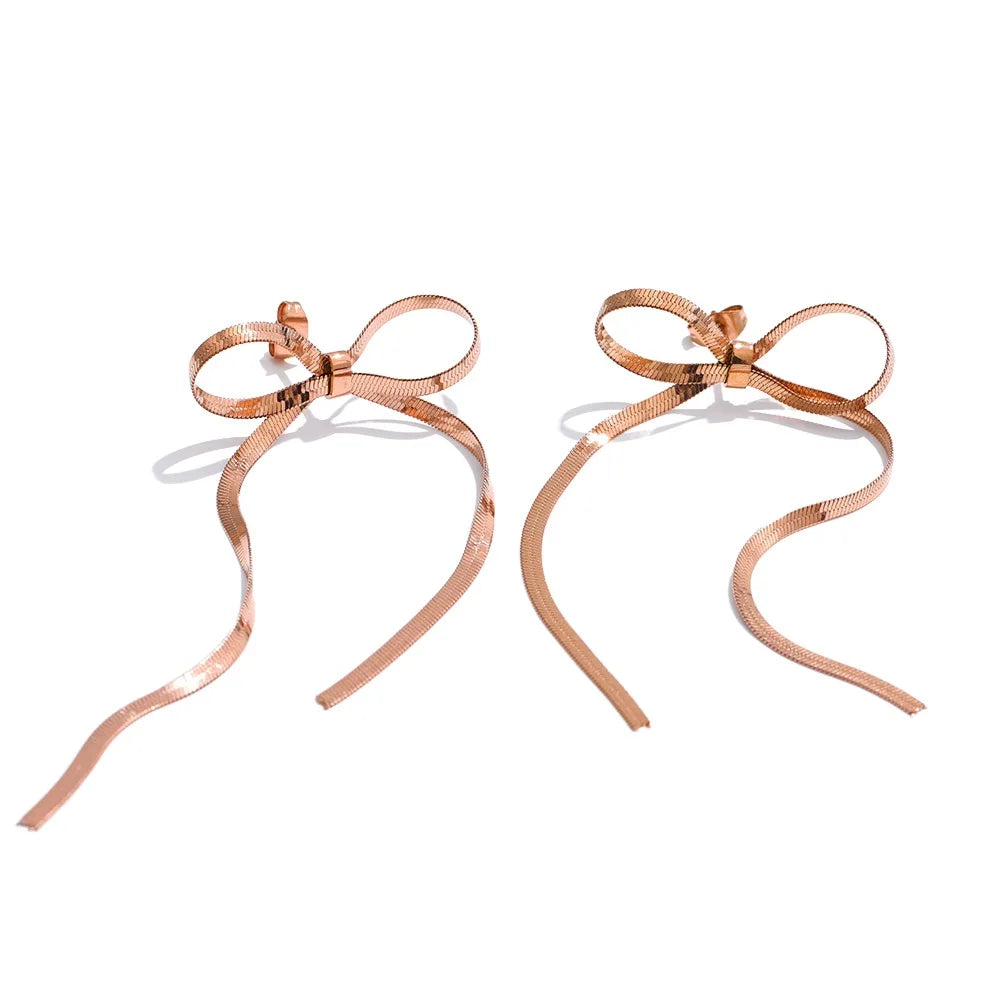 Boucles d'oreilles pendantes chaîne nouée plaqué or véritable