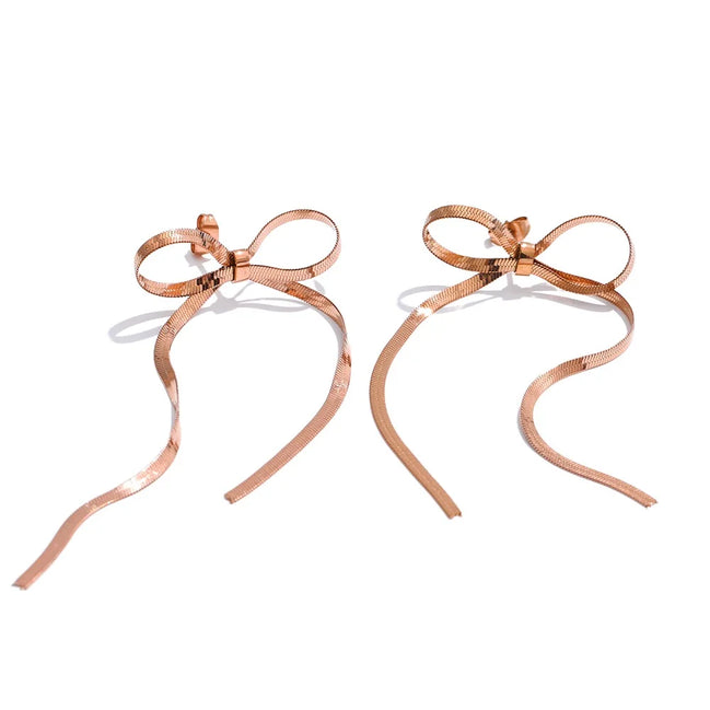 Boucles d'oreilles pendantes chaîne nouée plaqué or véritable