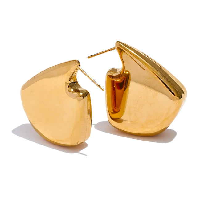 Boucles d'oreilles épaisses géométriques plaqué or véritable
