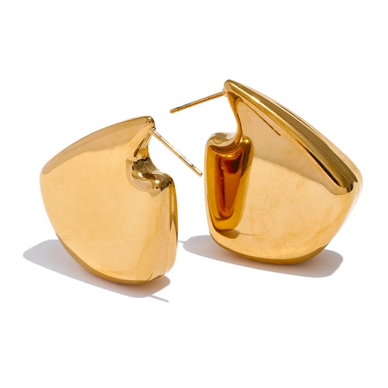 Boucles d'oreilles épaisses géométriques plaqué or véritable