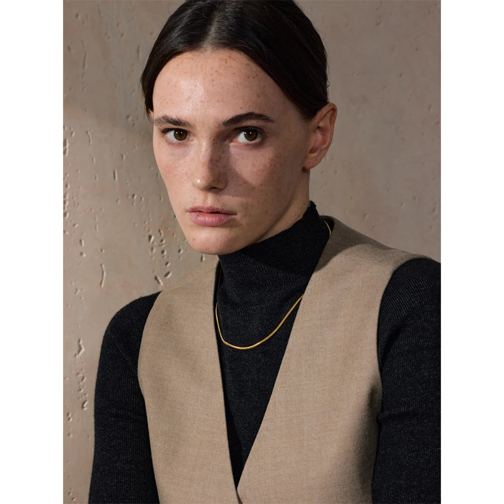 Collier clavicule minimaliste plaqué or véritable