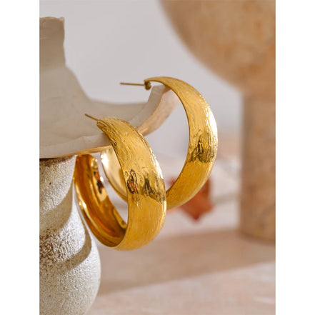 Boucles d'oreilles forme C plaqué or véritable
