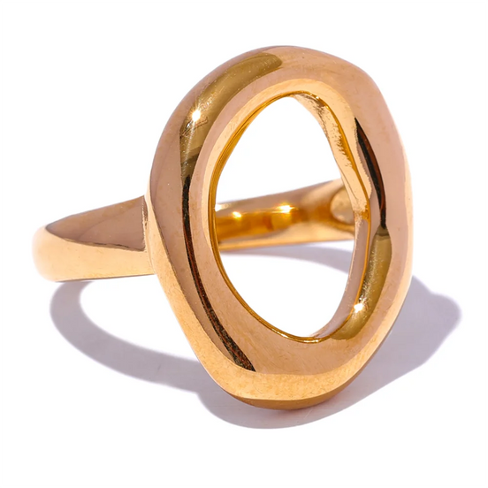 Bague minimaliste géométrique creuse plaqué or véritable