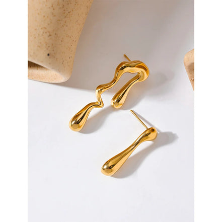 Boucles d'oreilles clous asymétriques plaqué or véritable