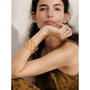 Bracelet manchette tressé plaqué or véritable