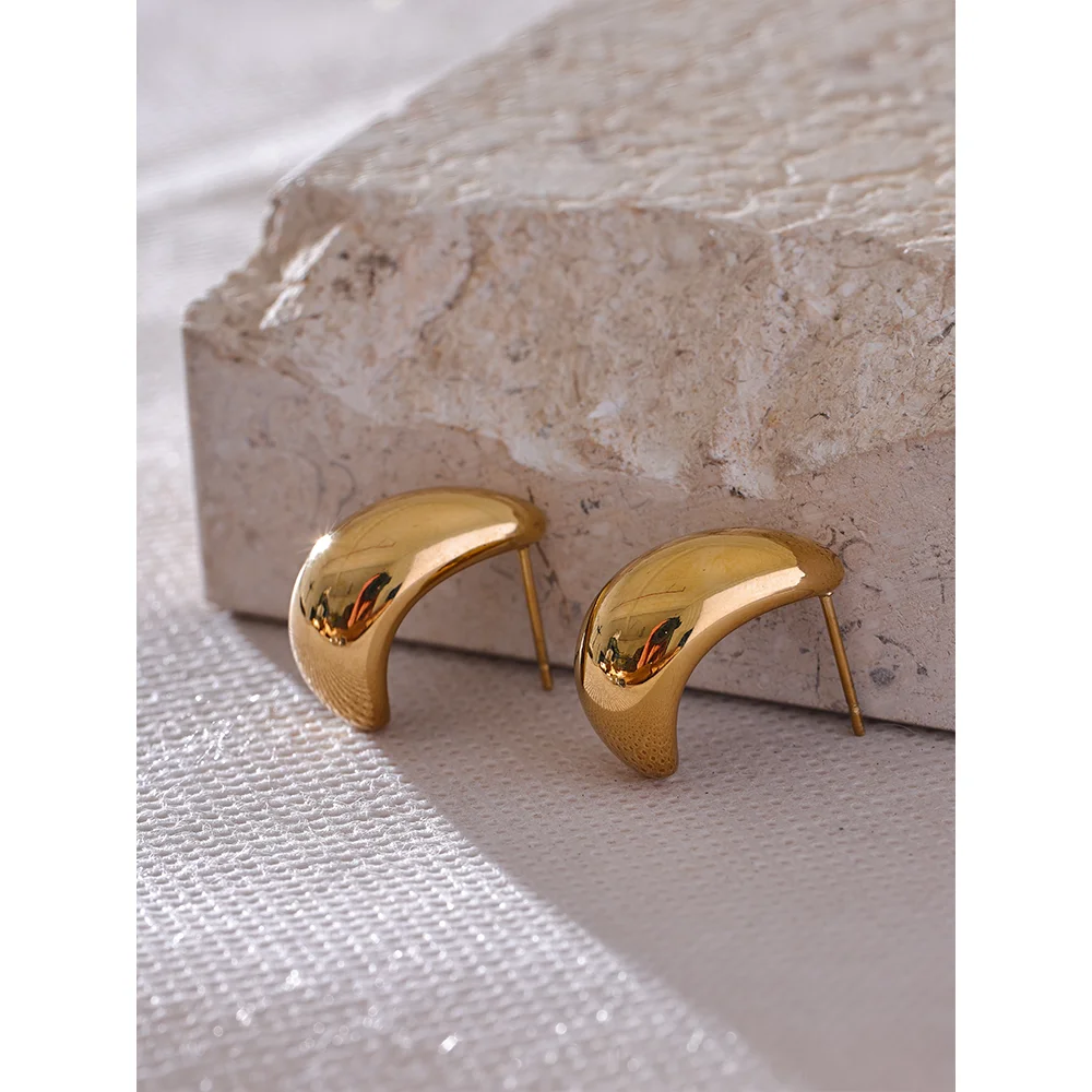 Boucles d'oreilles géométriques lisses plaqué or véritable